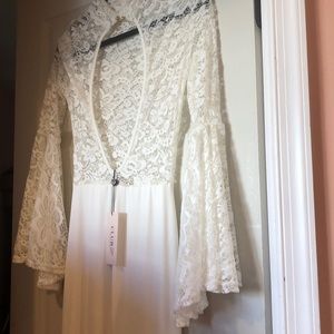 White lace slit dress